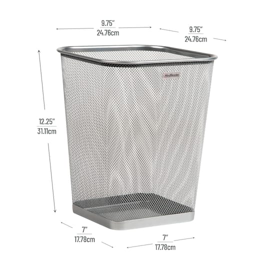 Mind Reader 2 Piece Square Metal Mesh Waste Basket Set